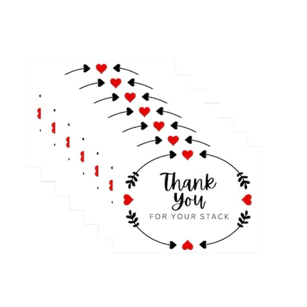 (100) Thank You for Your Stack Cards Red & Black Heart Designs